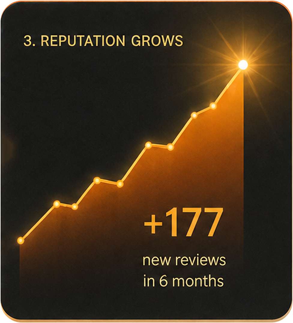 Review growth chart showing 177 new reviews