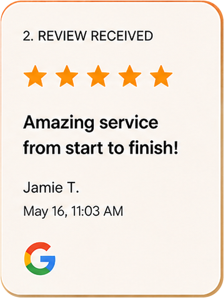 Five-star Google review received